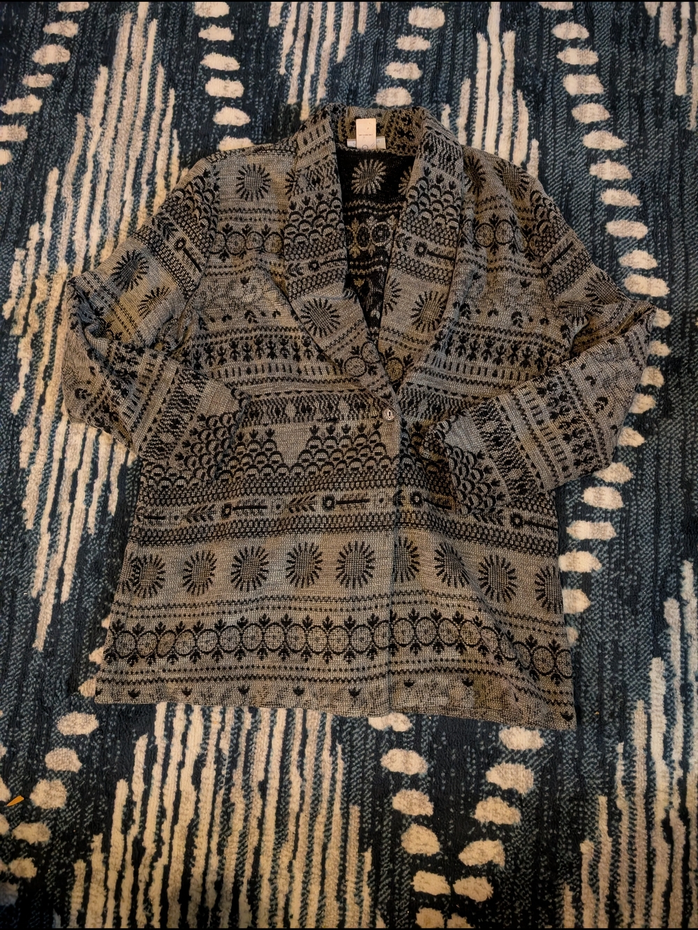 Coldwater Creek Black and Gray Textured Open Cardigan